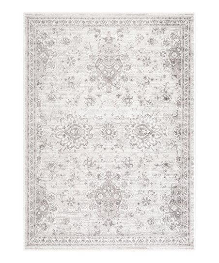 Light Gray Bordered Floral Monte Carlo Rug | Zulily
