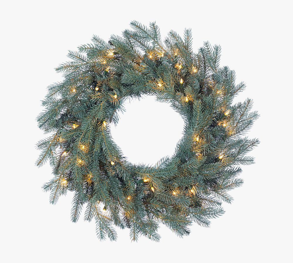 Lit Faux Blue Spruce Wreath & Garland | Pottery Barn (US)