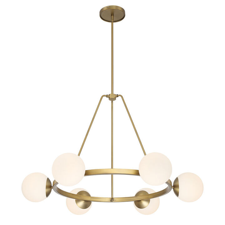 Castell 6 Globe Round LED Chandelier, Aged Brass | Lights.com