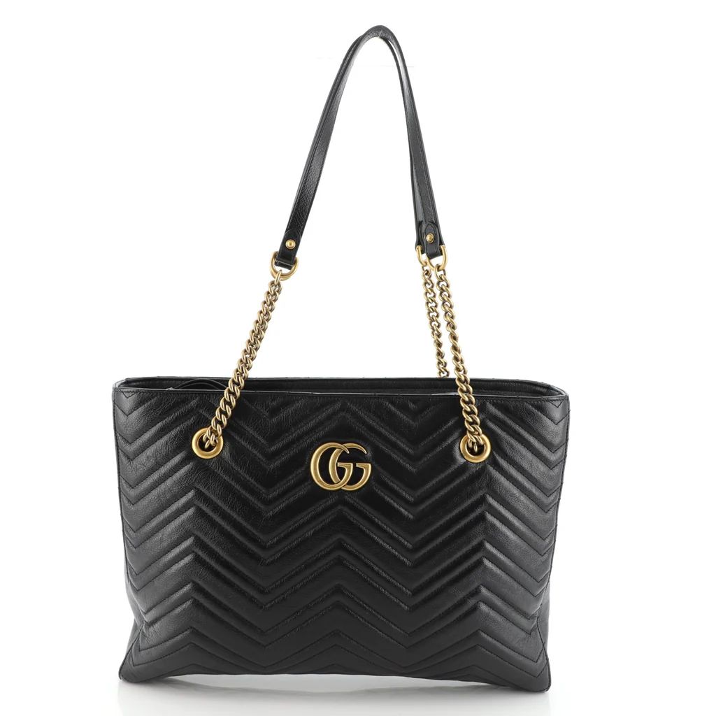 Gucci GG Marmont Zip Tote Matelasse Leather Medium Black 1225891 | Rebag