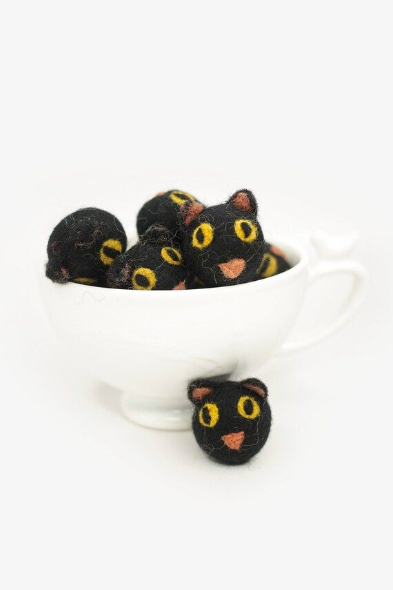 Gold Black Vintage Cats halloween Black Cat felt Cat felt - Etsy | Etsy (US)