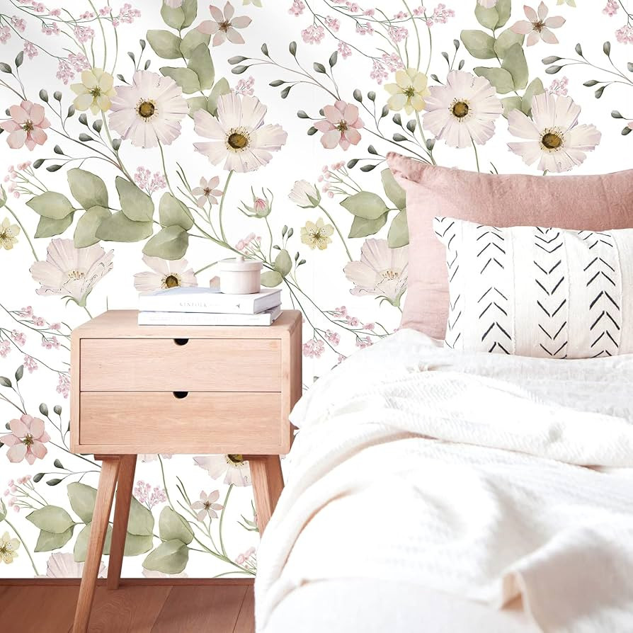 Idomural Peel and Stick Wallpaper Daisy Floral Wallpaper Removable Wallpaper Peel and Stick for B... | Amazon (US)