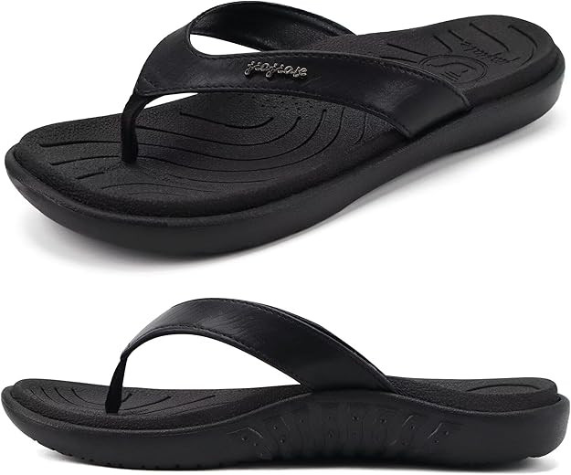 jiajiale Womens Fashion Orthotic Flip Flops Ladies Slip On Lightweight Comfortable Thick Cushion ... | Amazon (US)