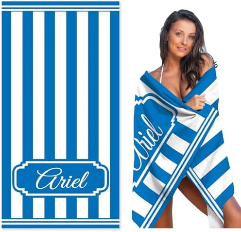 MeMoShe Personalized Beach Towels with Name Microfiber Custom Beach Towels for Kids, Sand Free Qu... | Amazon (US)