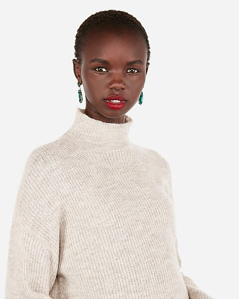 Petite Mock Neck Oversized Tunic Sweater | Express
