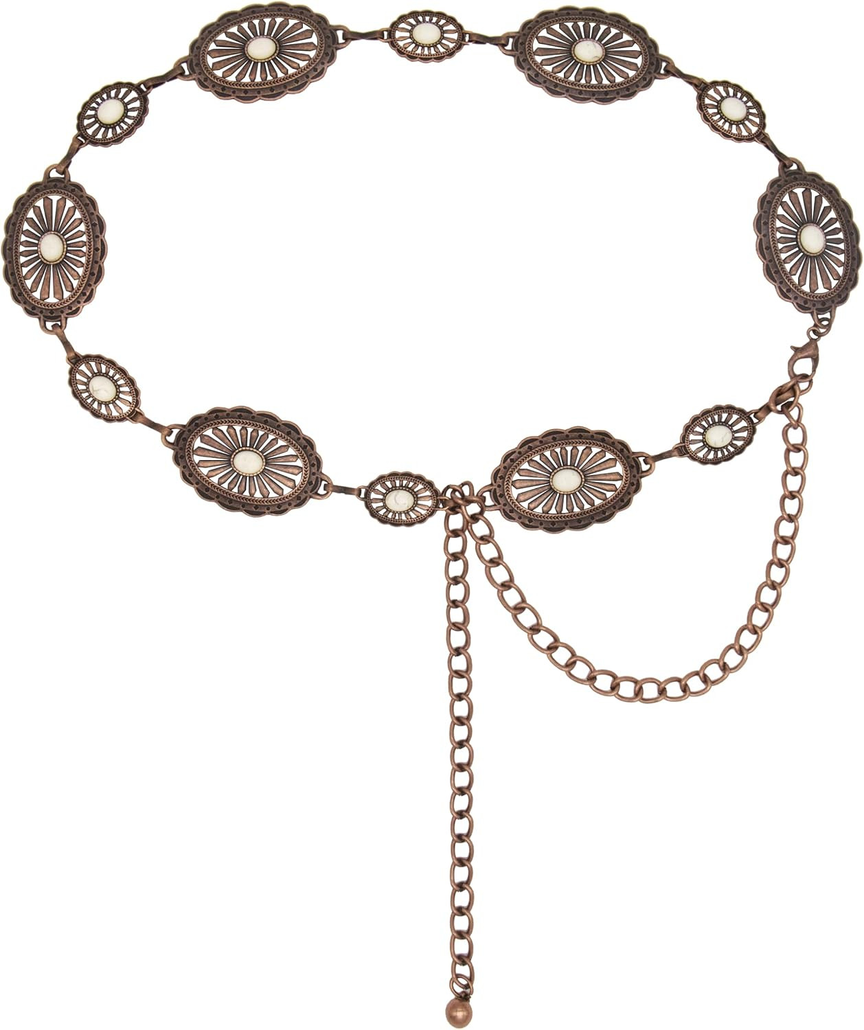TOPACC Western Metal Concho Belt for Women Cowgirl Chain Belts for Dresses Jeans Country Concert Outfit | Amazon (US)