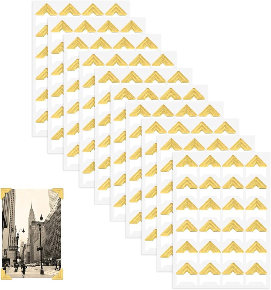 240 Pieces Photo Corners for Scrapbooking, Gold Photo Corner Stickers, Self-Adhesive Photo Mounti... | Amazon (US)