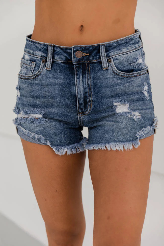 Clever Reminder High Rise Medium Wash Denim Shorts | The Pink Lily Boutique