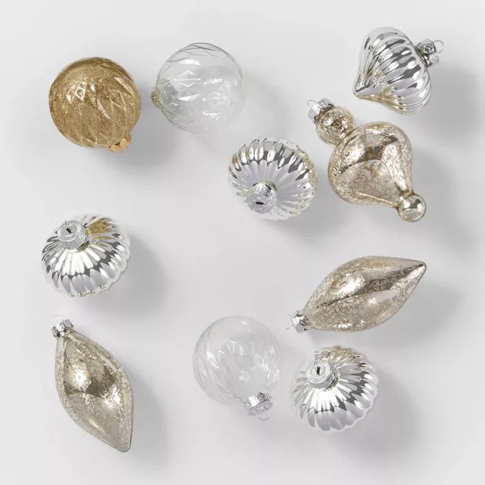 10ct Glass Christmas Ornaments Champagne Silver & Gold - Wondershop™ | Target