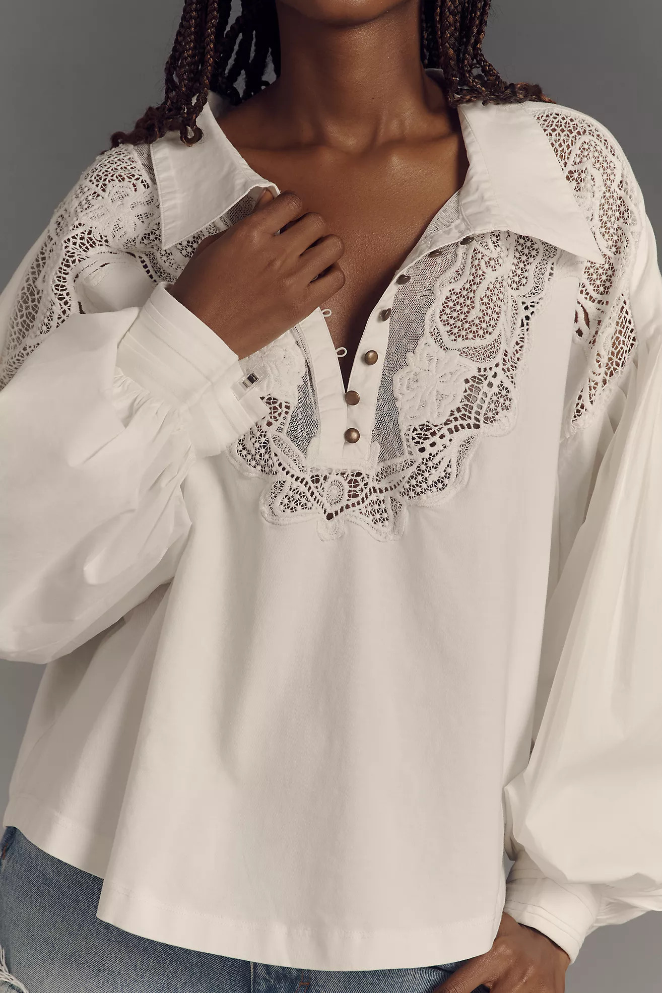 Maeve Balloon-Sleeve Collared Yoke Top | Anthropologie (US)