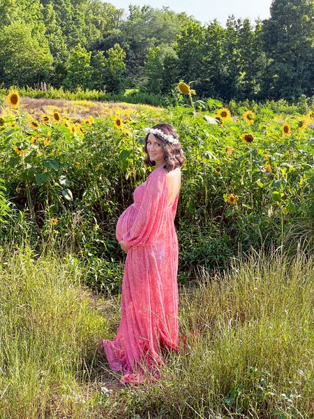 Maternity photo shoot for girl. Pink maternity dress. Lace maternity dress. 

#LTKStyleTip #LTKBaby #LTKBump