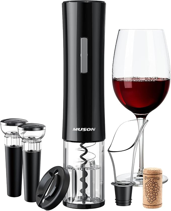 muson Electric Wine Opener, Automatic Corkscrew with Foil Cutter, 2 Vacuum Stopper, Aerator Poure... | Amazon (CA)