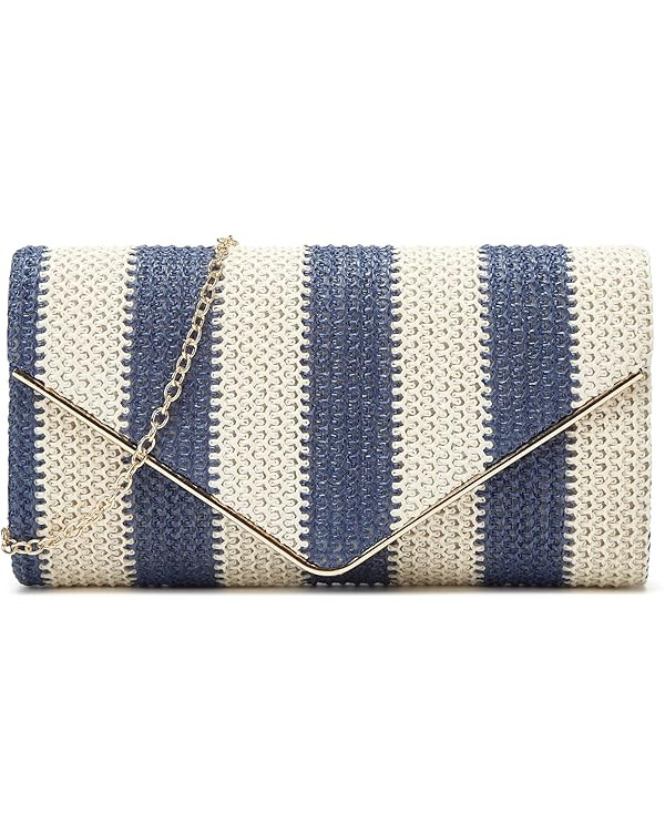 Keridean Straw Clutch Bag Women Summer Woven Handbag Striped Chain Crossbody Envelope Shoulder Bo... | Amazon (US)