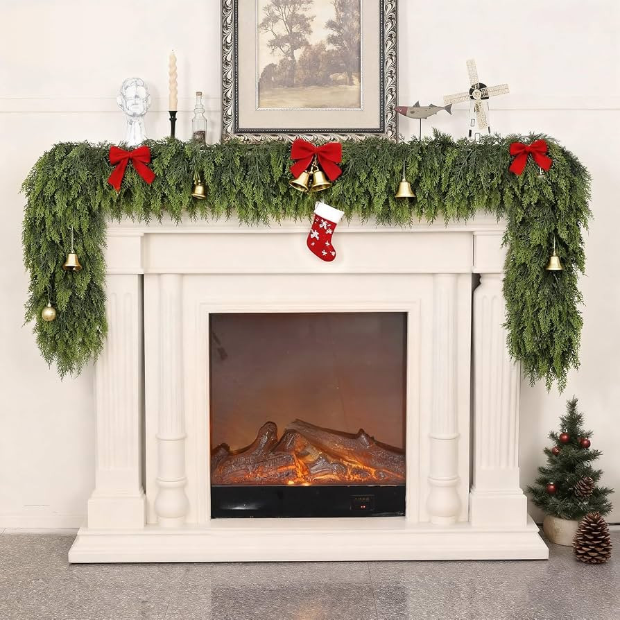 6FT Real Touch Cedar Garland - Artificial Christmas Garland Fake Green Faux Thick and Lush Pine N... | Amazon (US)