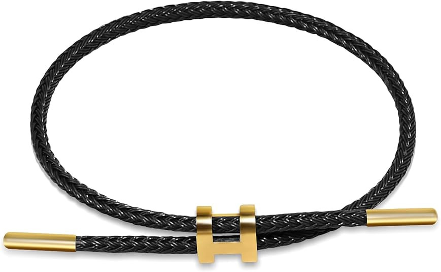 Simple Titanium Rope Steel wire Bracelet, Bracelet with Adjustable Design Polished H Shape Buckle... | Amazon (US)