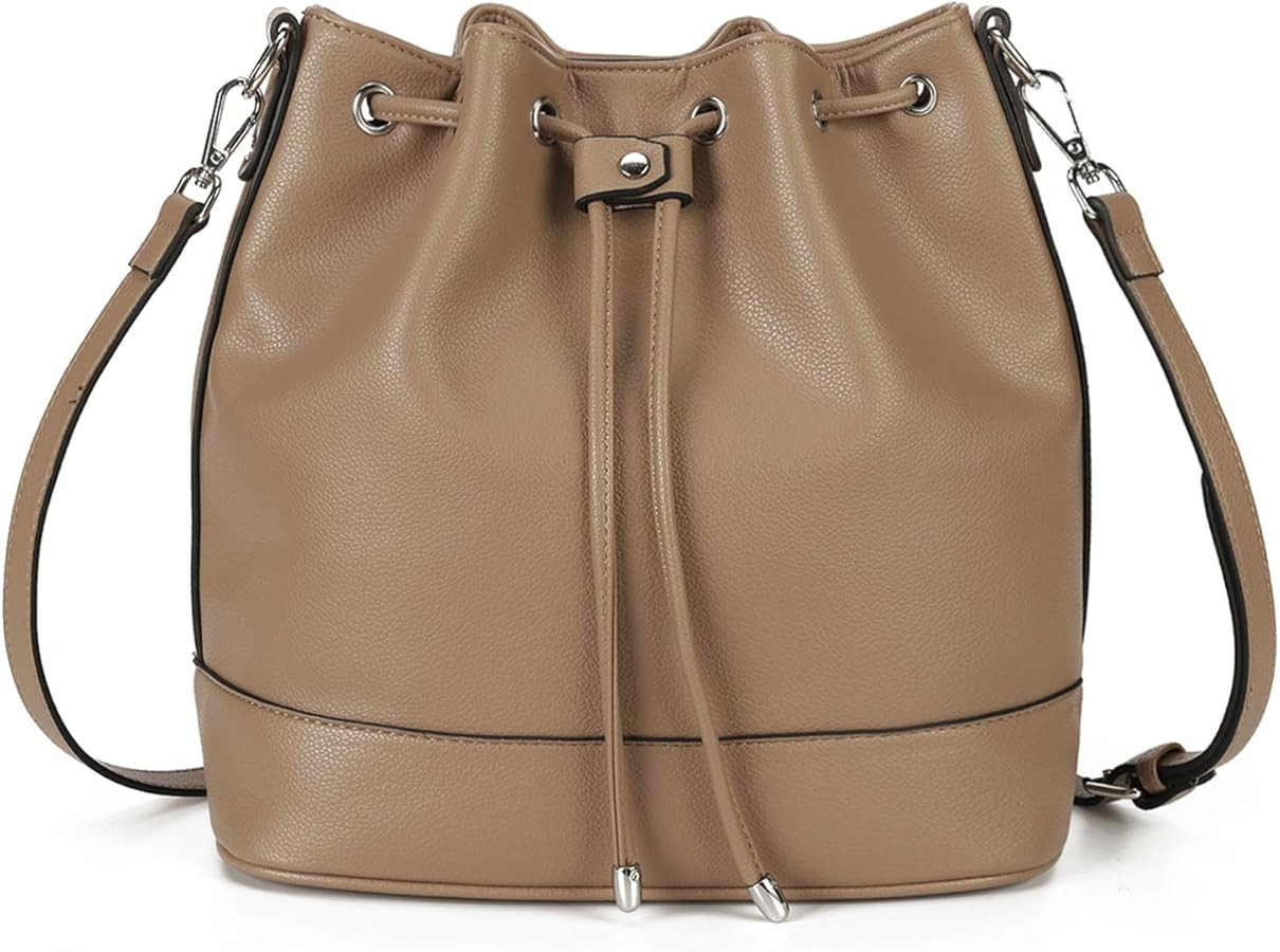 AFKOMST Bucket Bags and Purses For Women Drawstring Hobo and Shoulder Handbags with 2 Detachable ... | Amazon (US)