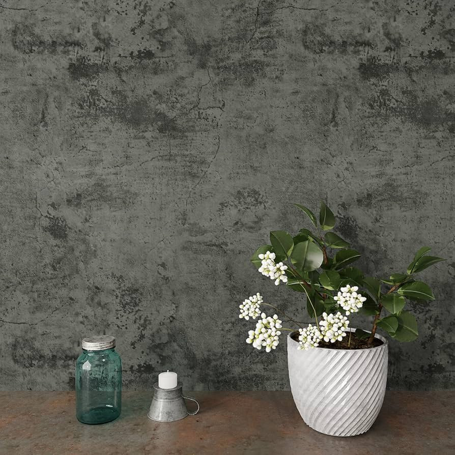 VaryPaper 15.7''x78.7'' Industrial Weathered Concrete Wallpaper Peel and Stick Modern Cement Cont... | Amazon (US)
