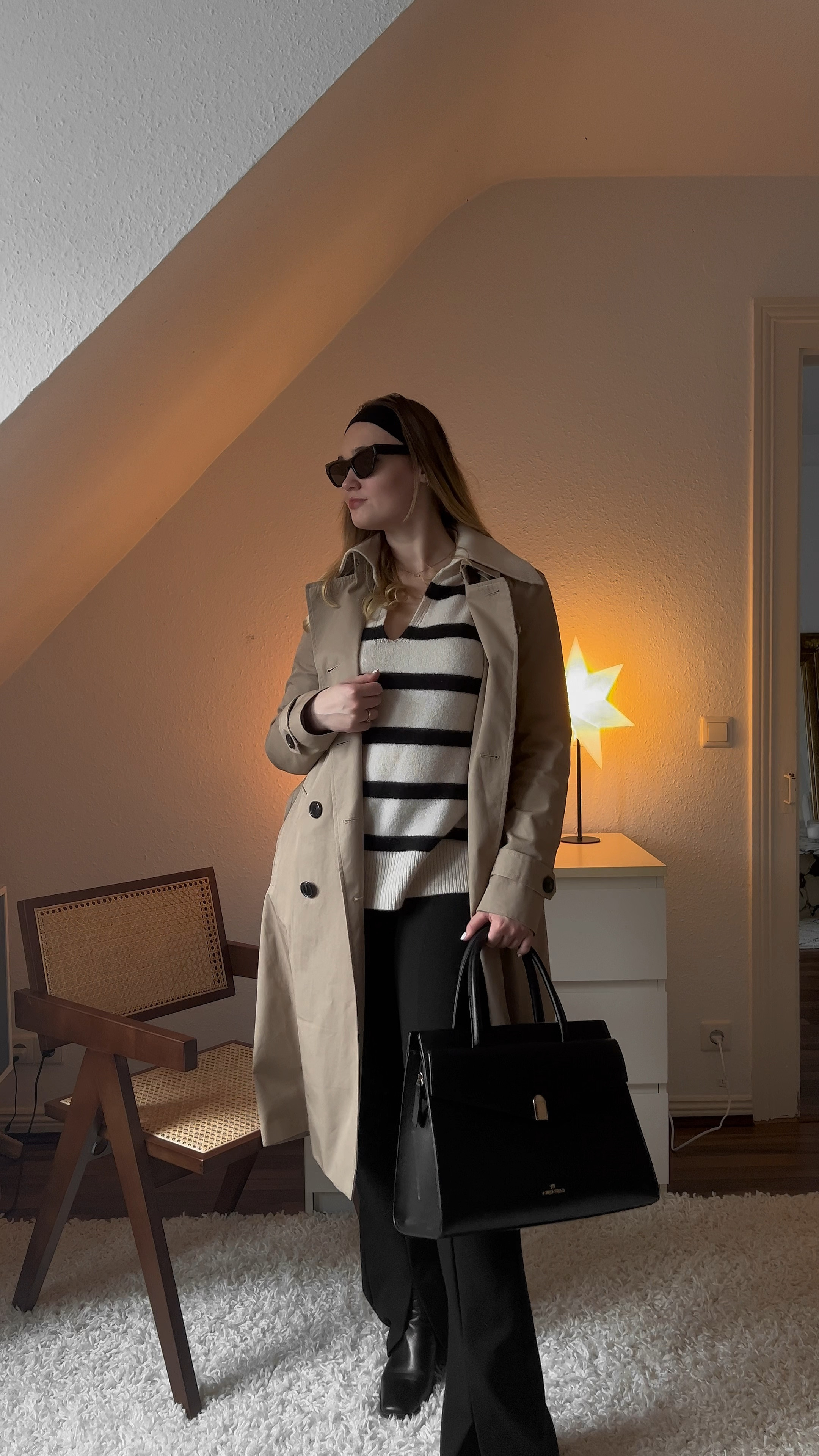 Black head band is the trend of the season! Stripped knit sweater and beige trench is the best combination for spring 

#LTKfit #LTKeurope #LTKSeasonal