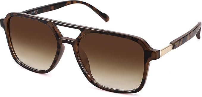 Retro Aviator Sunglasses for Women Men - Trendy Cool Square Womens Mens Shades Sun Glasses | Amazon (US)