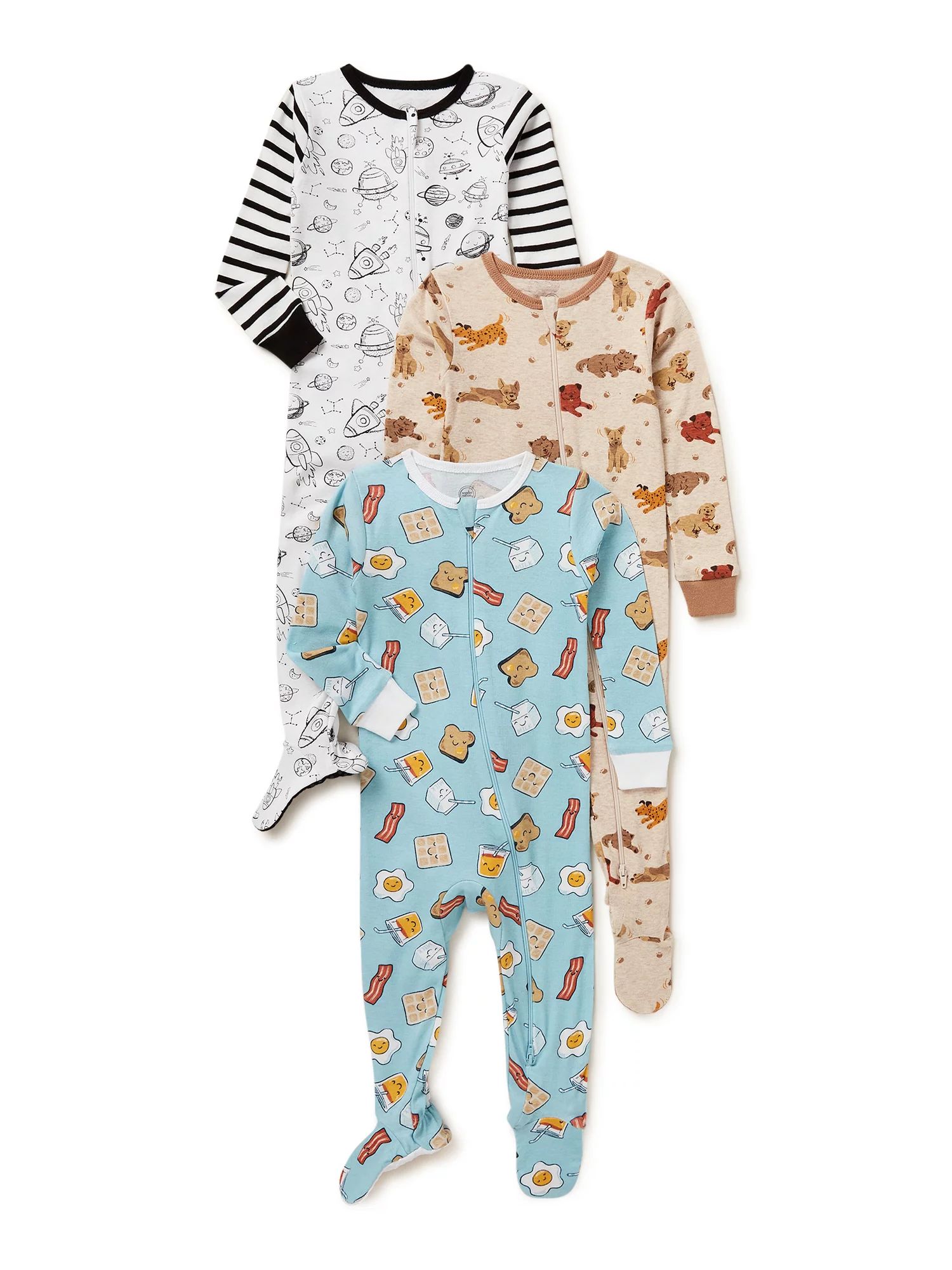 Wonder Nation Baby Boys Cotton Snug Fit Sleep 'N Play, 3-Pack, 12 Months-24 Months | Walmart (US)