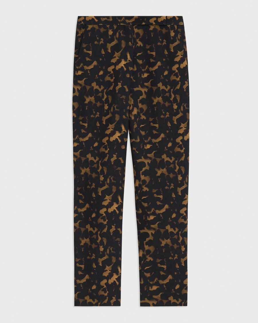 High-Waist Slim Crop Pant in Tortoiseshell Printed Crepe | Theory