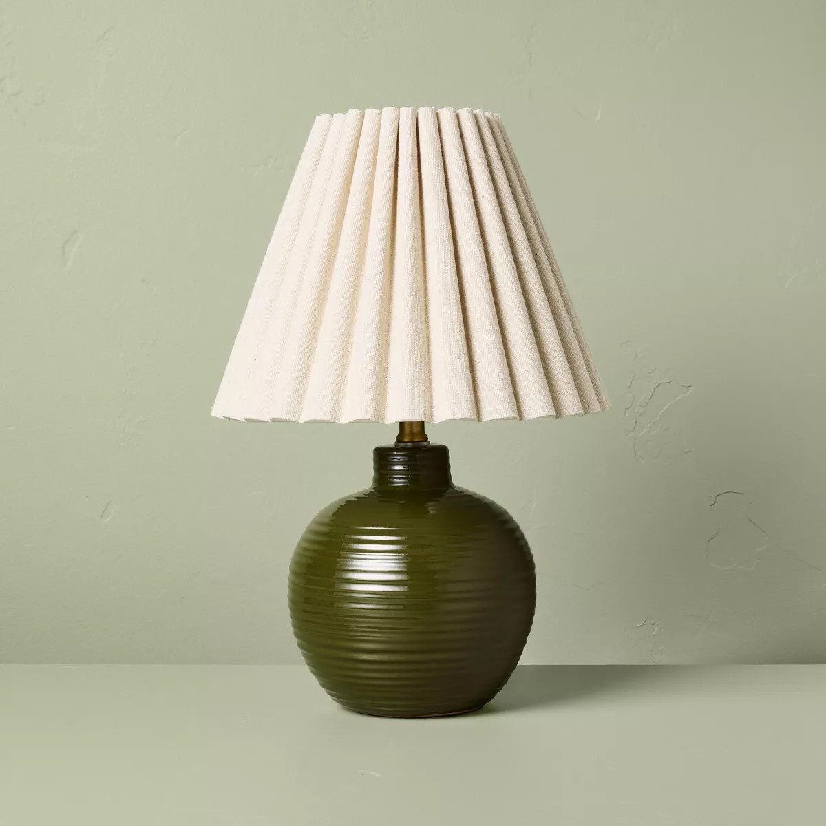 Ribbed Ceramic Table Lamp Green/Oatmeal - Hearth &amp; Hand™ with Magnolia | Target