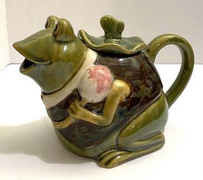 PIER 1 IMPORTS, HAND PAINTED GREEN FROG WITH LID, 5.5" TALL, 7.5" LONG | eBay US