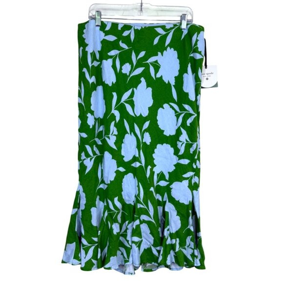 Kate Spade x Target Linen Skirt Floral Green White Midi Size L New with Tags | Poshmark