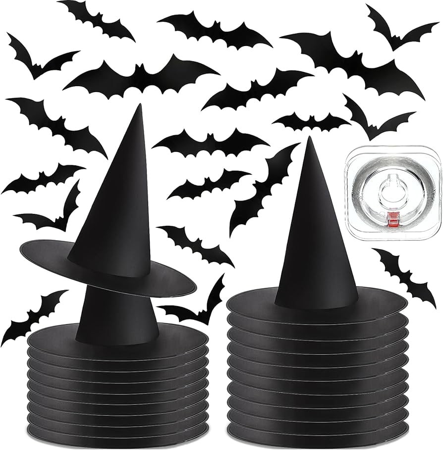 Sumind 20 Pieces Halloween Decorations Witch Hats Black Hanging Floating Witch Hat Bulk for Women... | Amazon (US)
