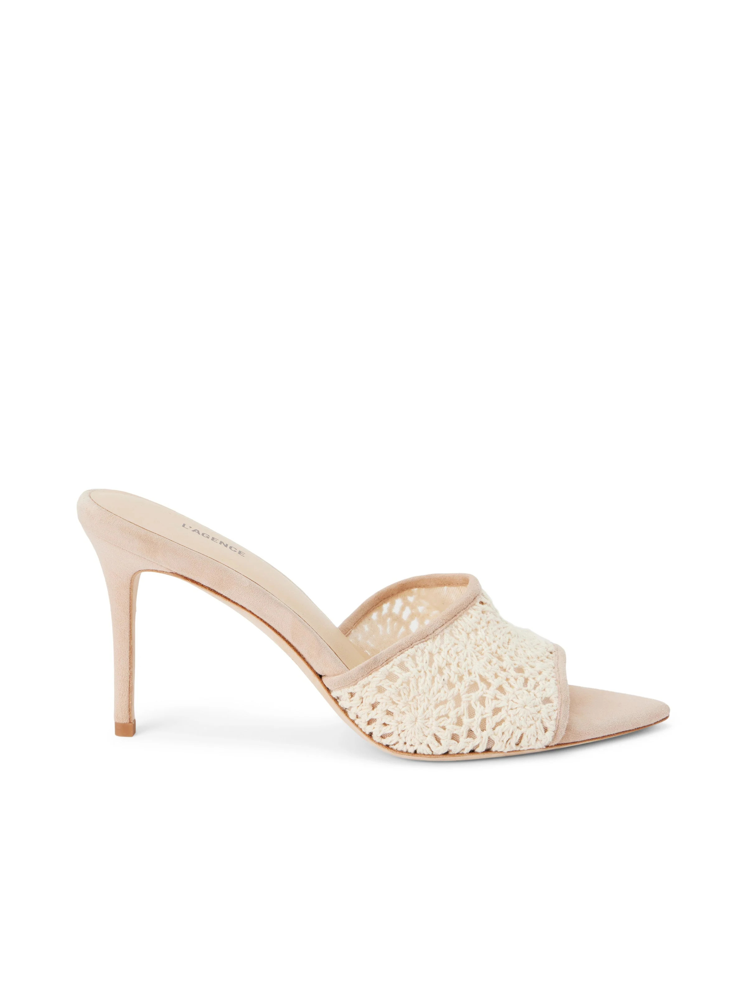 L'AGENCE - Armande Crochet Mule in Ecru/Pecan Crochet | L'Agence