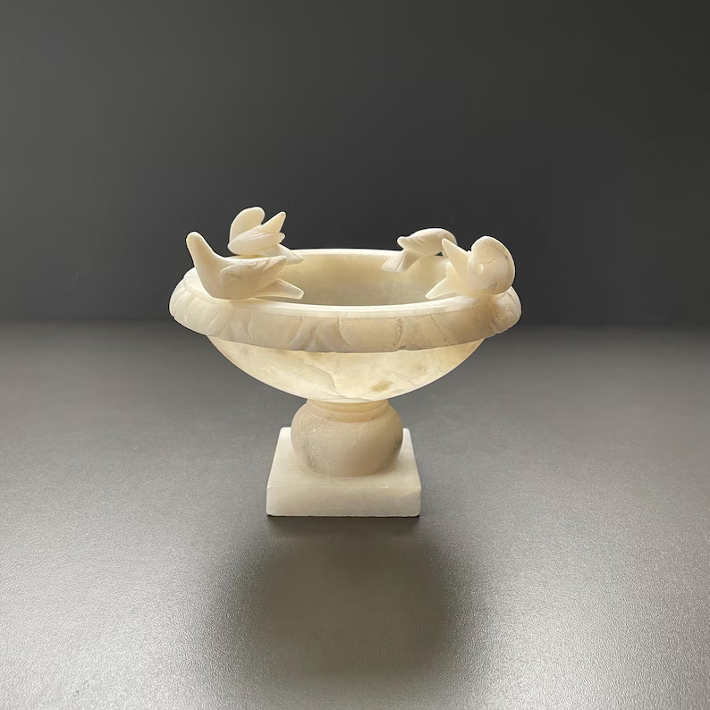 Vintage Alabaster Pedestal/bird Bath - Etsy | Etsy (US)