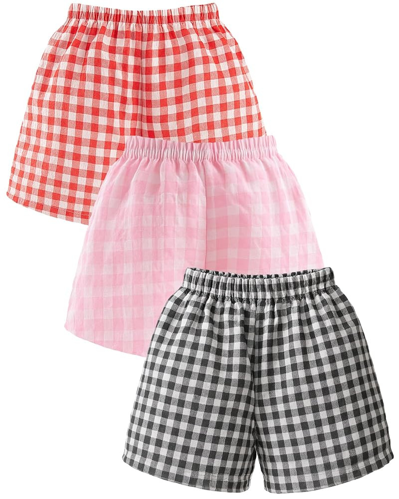 3 Pack Toddler Baby Girl Boy Gingham Shorts Infant Plaid Seersucker Casual Elastic Waist Shorts P... | Amazon (US)