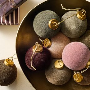 Flocked Ball Ornaments (Set of 9) - Warm Tones | West Elm (US)