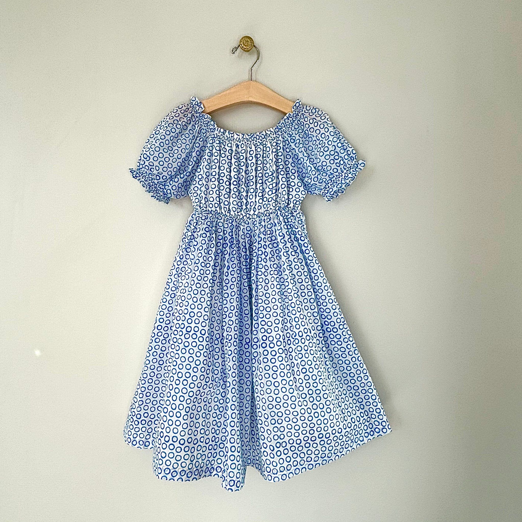 Fiona Blue Circle Peasant Dress | Four and Twenty Sailors