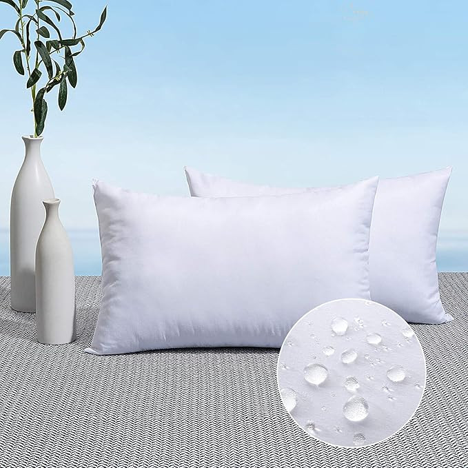MIULEE Pack of 2 12x20 Outdoor Pillow Inserts, Outdoor Throw Pillows Water-Resistant Decorative P... | Amazon (US)