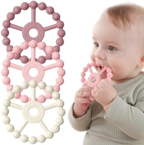 3 Pack Ring Teether Baby Infant Toys, Baby Essentials, Silicone Teething Ring Toys for Babies 6 M... | Amazon (US)