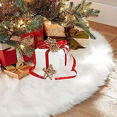 CHICHIC 48 inch Christmas Tree Skirt Faux Fur Xmas Tree Skirt Christmas Decorations Holiday Tr... | Amazon (US)