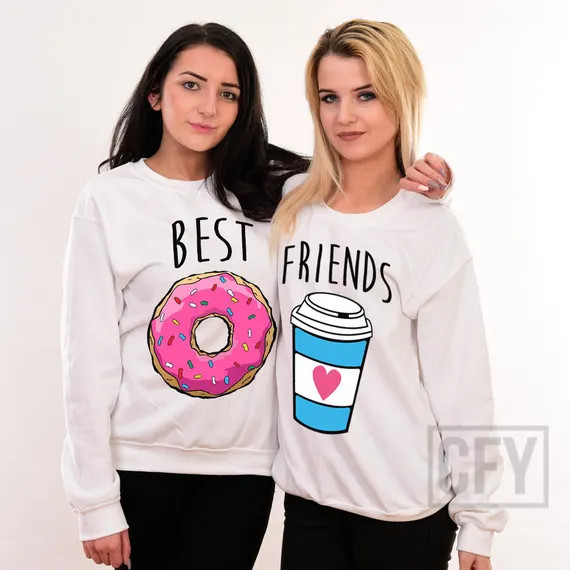 Best Friends Donut And Coffee Matching Sweatshirts best friend bestie shirt bff top BFFS Girls teen  | Etsy (US)
