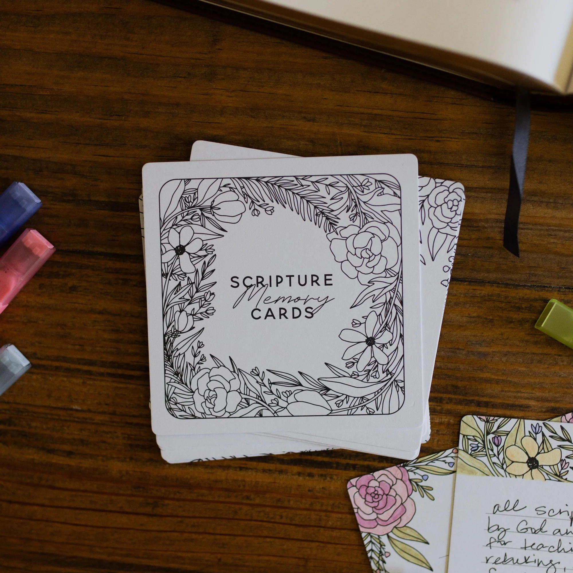 Scripture Memory Cards - Coloring Floral | The Daily Grace Co.