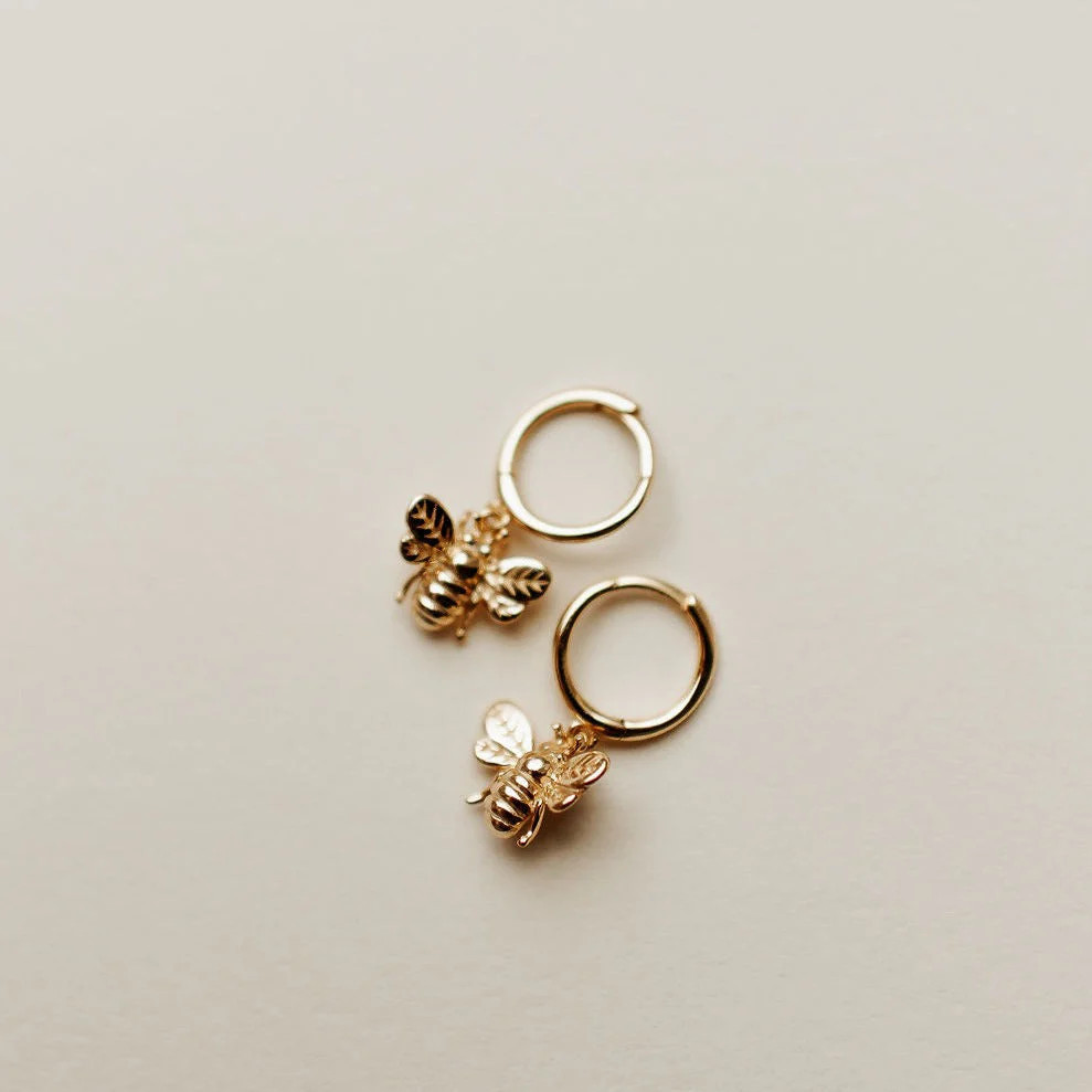 Honey Bee Hoop Earrings | Pink Lily