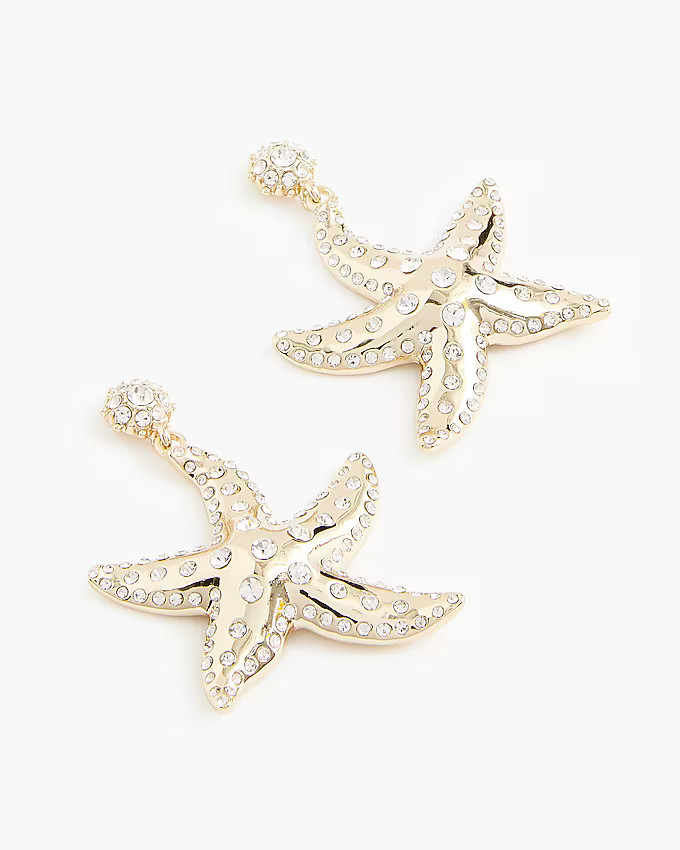 Crystal pavé starfish statement earrings | J.Crew Factory