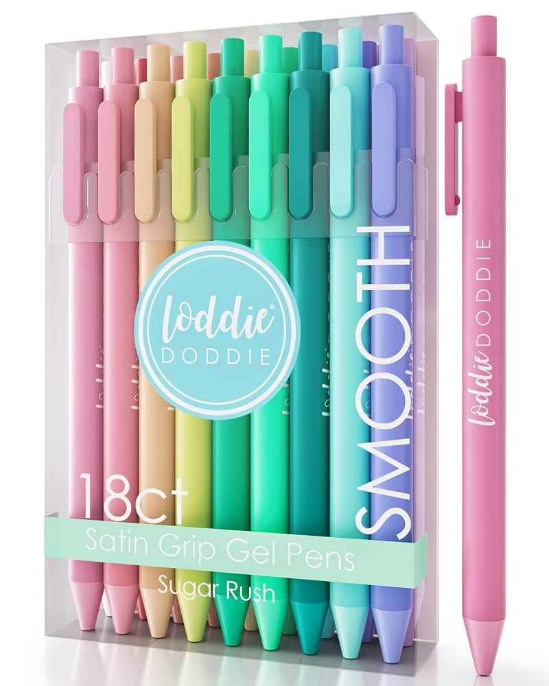 Loddie Doddie Retractable Gel Pens Pastel Tones, Satin Barrel, Fine Point 18 Bright Color Pens fo... | Amazon (US)