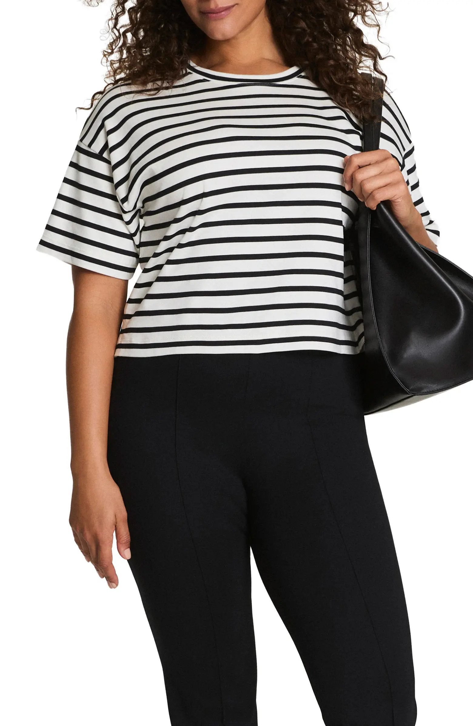 SPANX® Cool Cotton Stripe Crewneck T-Shirt | Nordstrom | Nordstrom