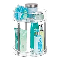 mDesign Spinning Metal and Plastic Makeup Organizer Rotating Lazy Susan 2-Level Turntable Storage Bi | Amazon (US)