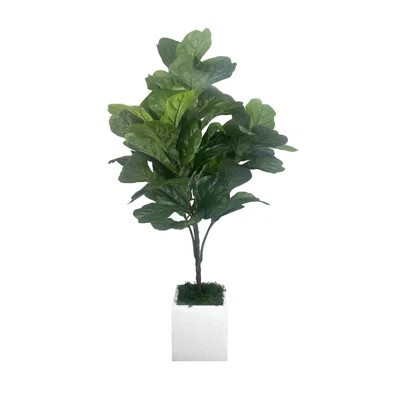 3.5' Faux Fiddle Tree in Fiberstone Planter | Wayfair North America