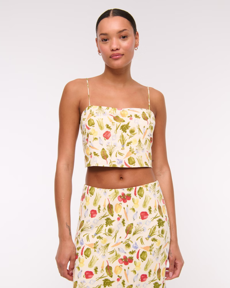 Cropped Linen-Blend Cami | Abercrombie & Fitch (US)