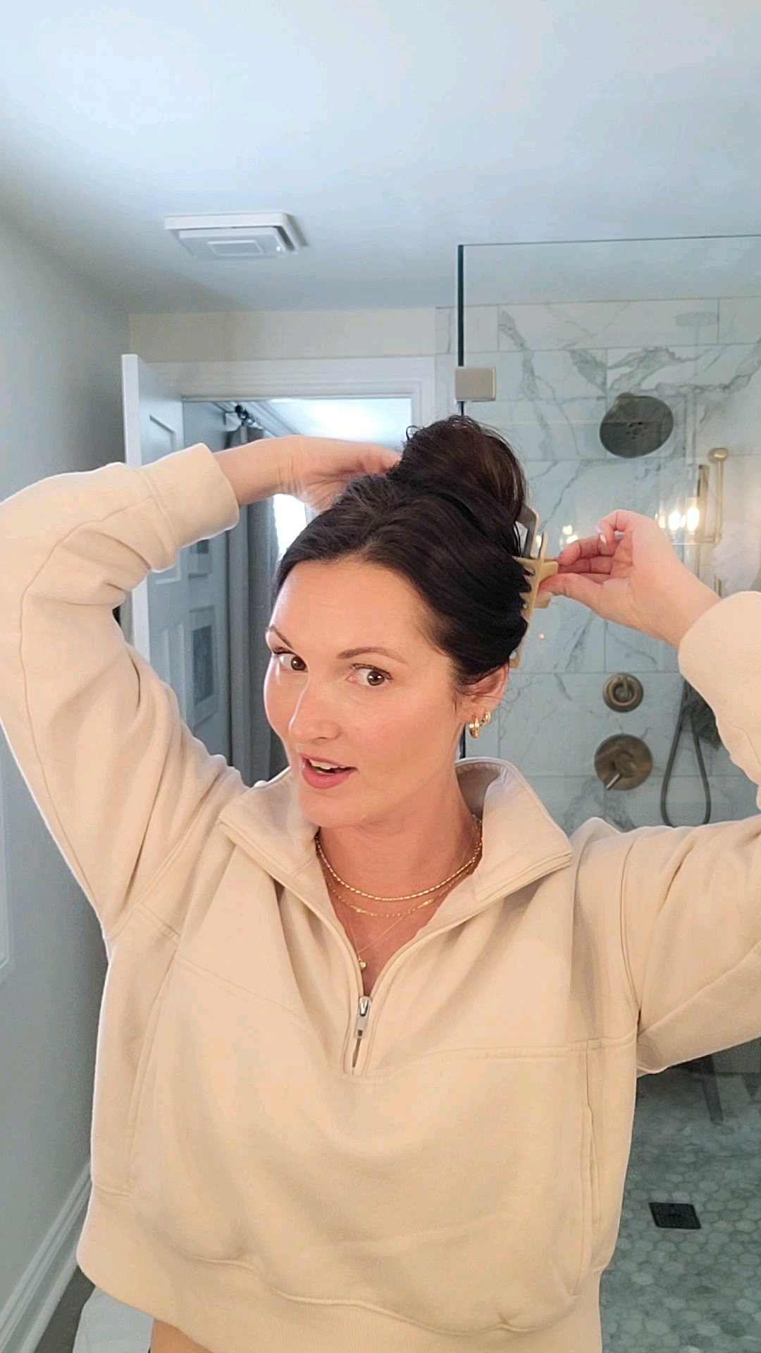 Everyday mom OOTD includes understated dainty gold jewelry stack from @Ana Luisa  - not expensive, but lasts forever and on sale for up to 25% off now!  I love to layer necklaces and stack earrings to make all of my OOTDs - from athleisure to office outfits feel more put together! #analuisany #AnaLuisaAmbassador #ad #BestDeal

#LTKgrwm #LTKootd #LTKmomlife