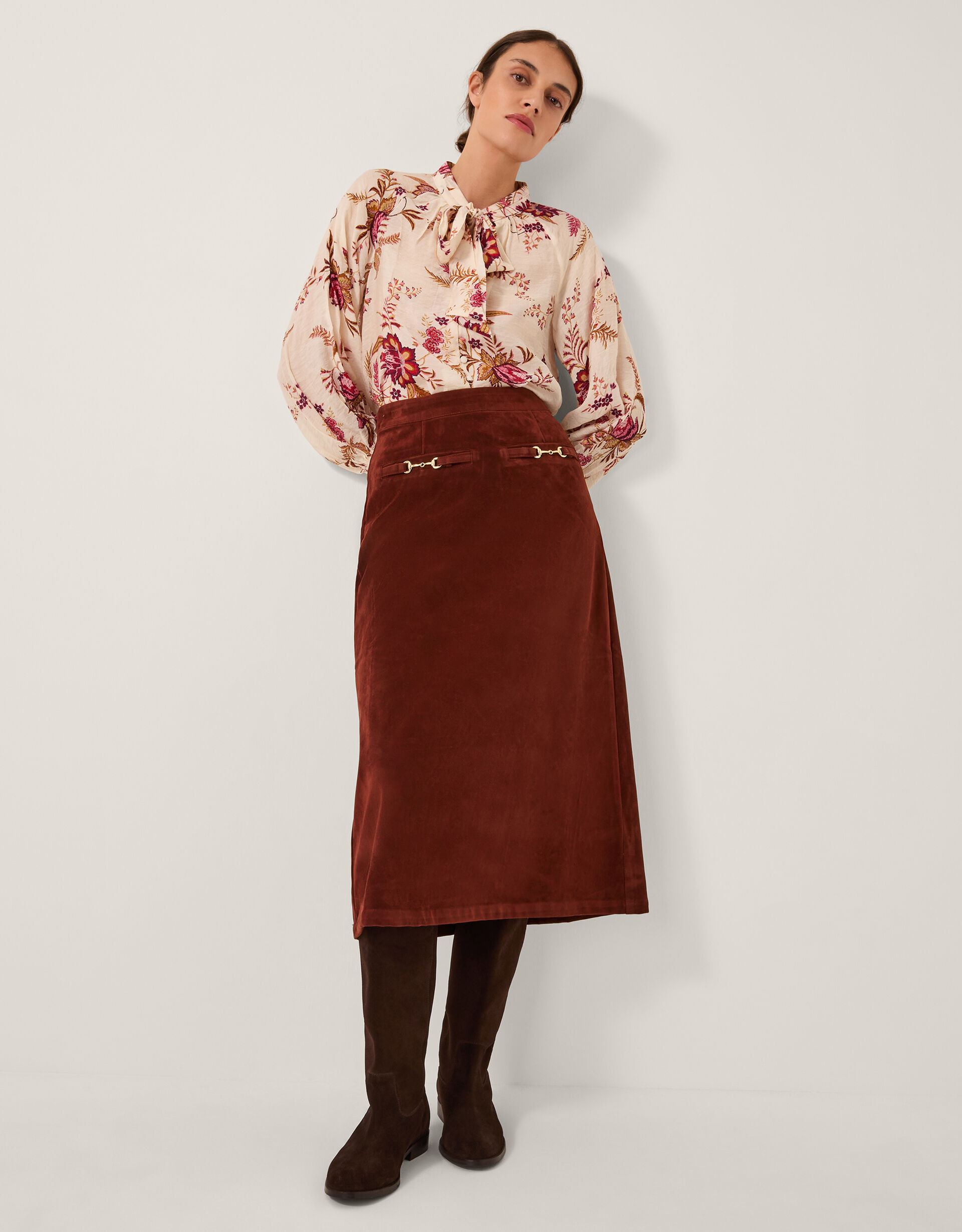 Lana Suedette Midi Skirt Red | Monsoon (UK)