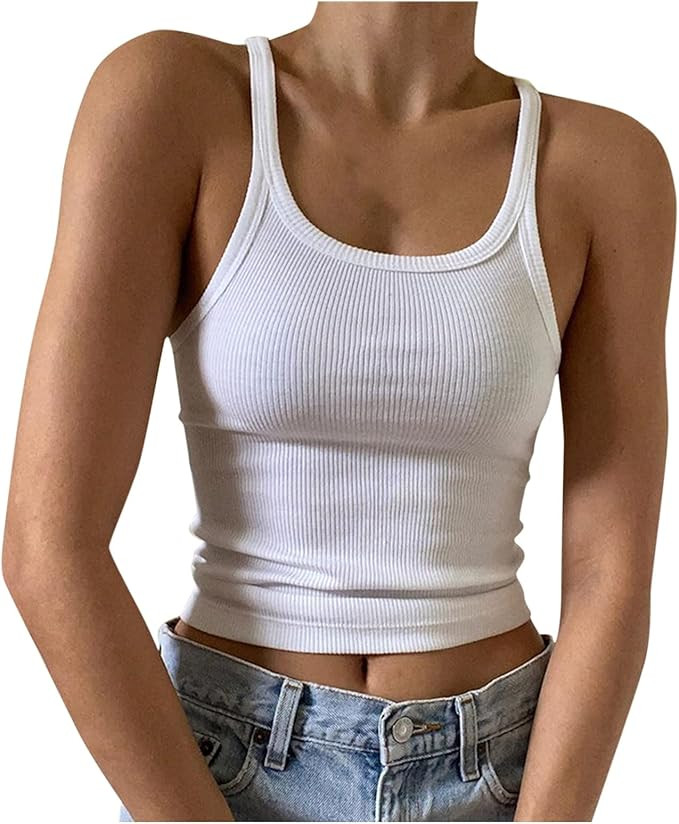 Tank Tops Women Trendy Top Shirt For Women Sleeveless Outdoor Daily Causal Shirt Big Girl Crop To... | Amazon (US)