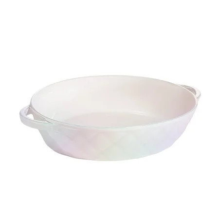 Paris Hilton Oval Ceramic Baker, 1.5 Quart, White Iridescent Finish, Oven, Microwave, Freezer & Dishwasher Safe | Walmart (US)